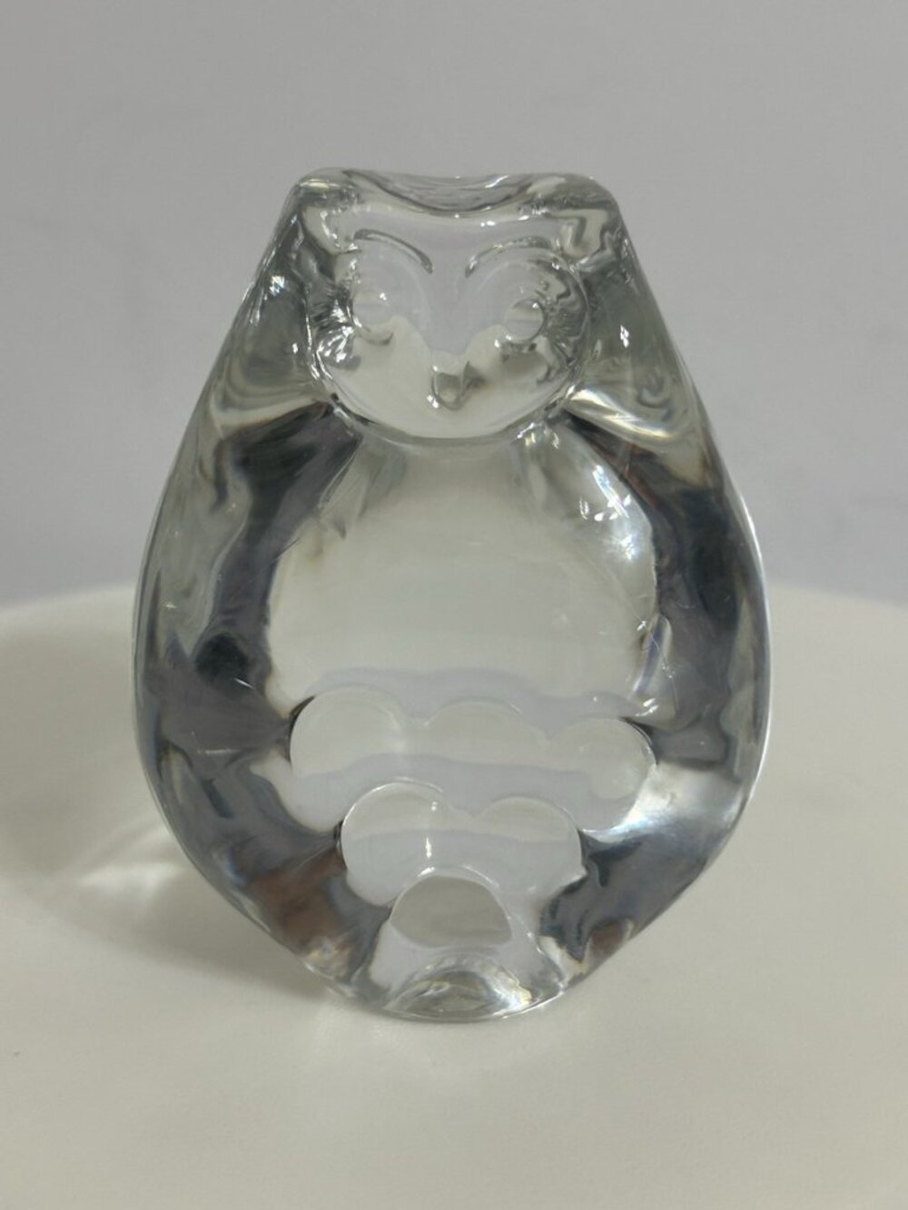 Vintage Crystal Glass Clear Owl Figurine Paperweight Danish Holmegaard Unique - Picture 2 of 8